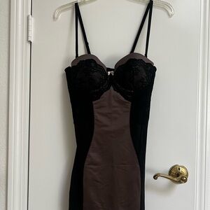 H&M Black and Brown Lace Chemise